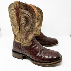 Dan Post Alamosa Full Quill Ostrich Cowboy Boots Brown Tan Size 9D DP3875